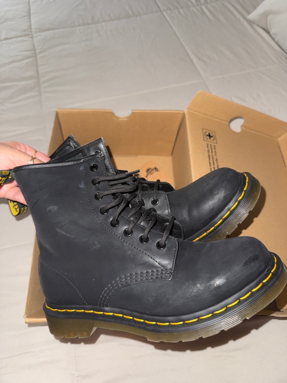 Dr. Martens Black Boots with Translucent Amber Soles
